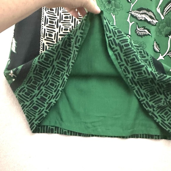 Tibi Silk Dress Sz 8 Green Geometric Floral Cut Out Arms Bateau Luxury - Picture 8 of 13